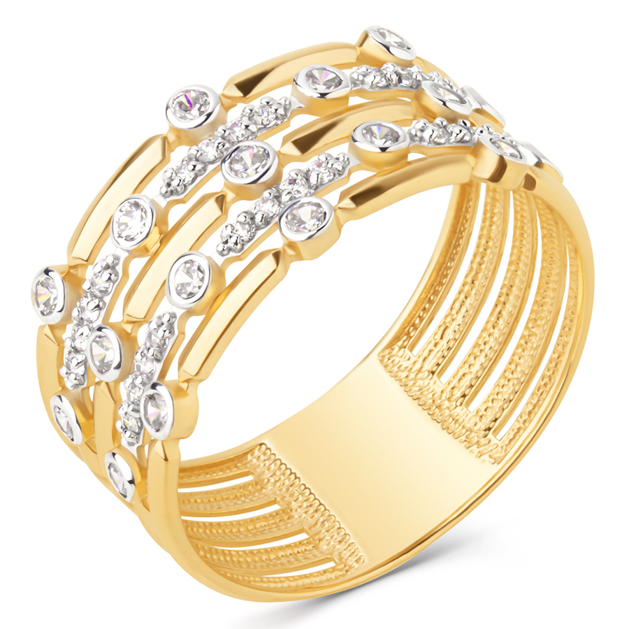 Кольцо, золото, фианит, желтый, 022891-4102
